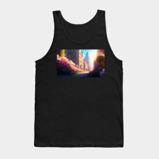 City street with beautiful flowers Tank Top